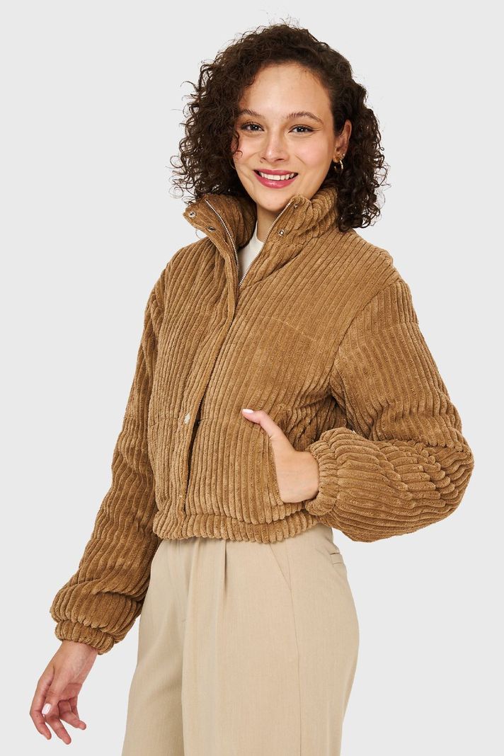 Chaqueta Puffer Cotelé Camel Nicopoly-2