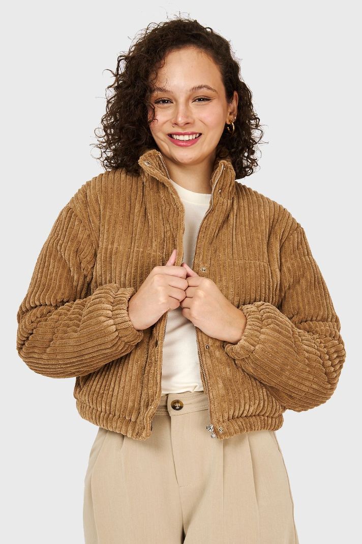 Chaqueta Puffer Cotelé Camel Nicopoly