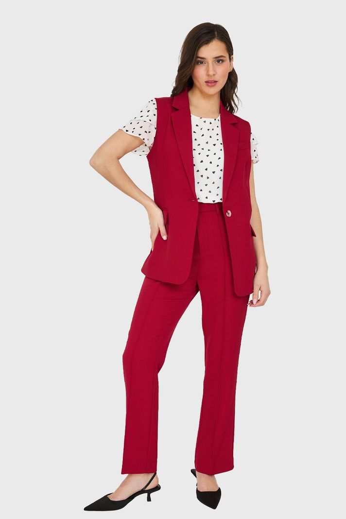 Blazer Sin Mangas Bolsillos Burdeos Nicopoly-1