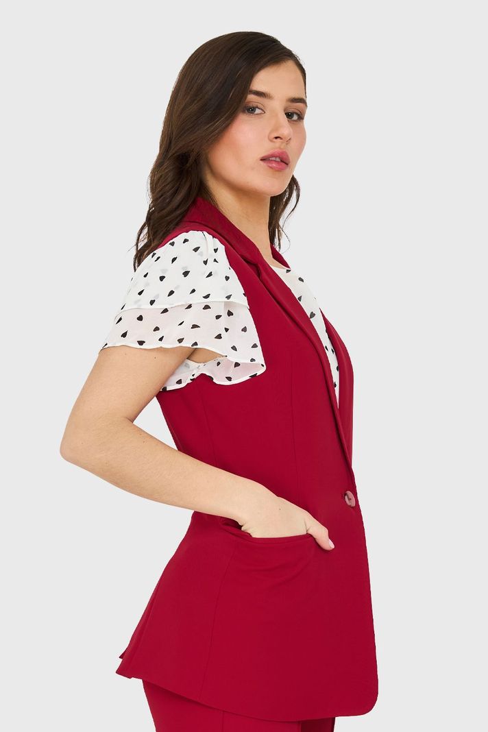 Blazer Sin Mangas Bolsillos Burdeos Nicopoly-2