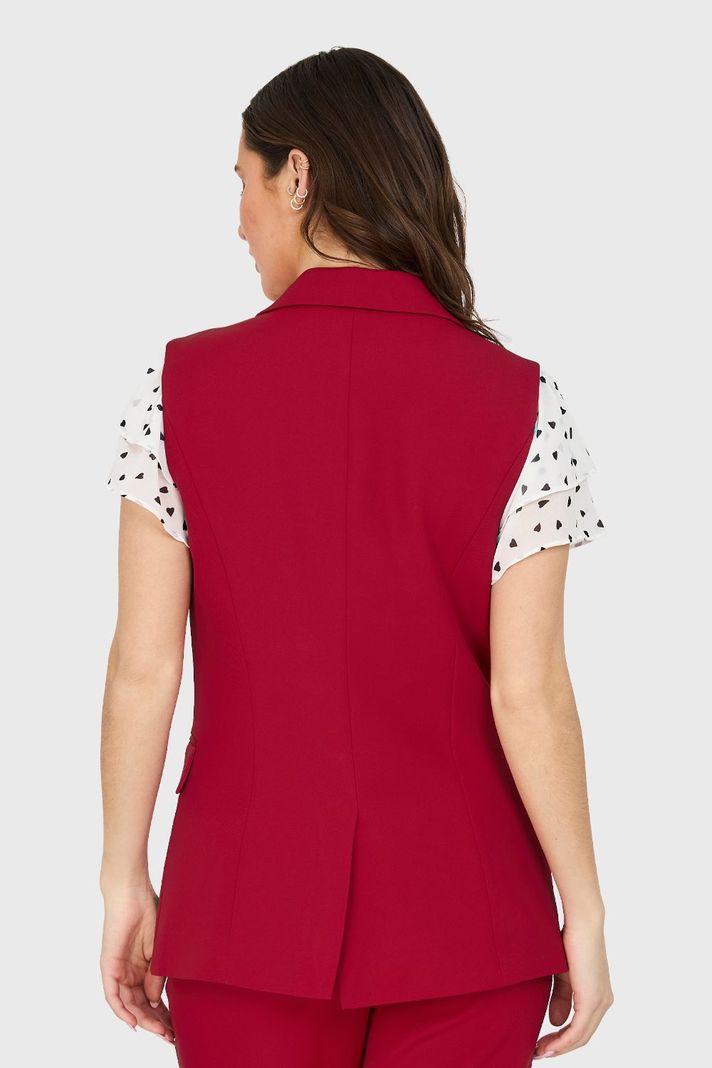 Blazer Sin Mangas Bolsillos Burdeos Nicopoly-3