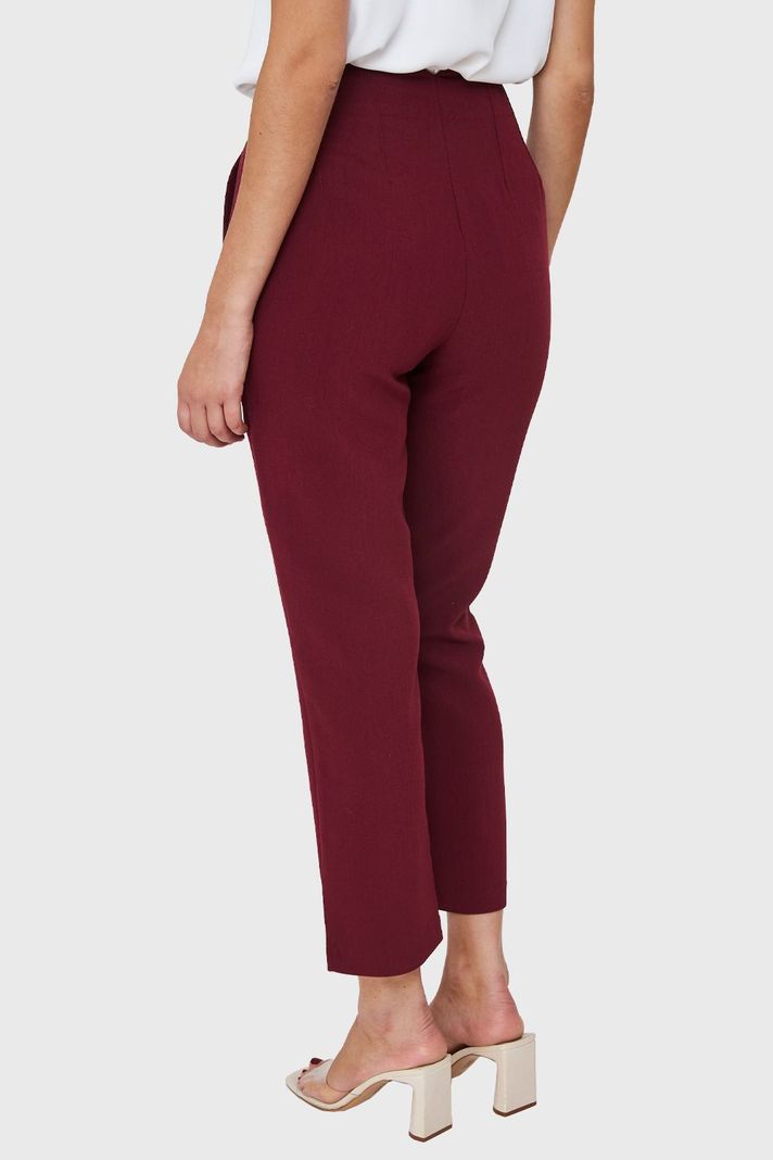 Pantalón Pinzas Recto Burdeos Nicopoly-3