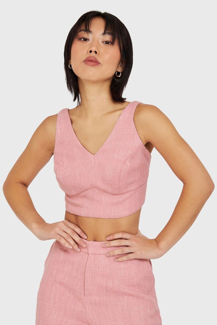 Crop Top Jaspeado Rosado Nicopoly-0