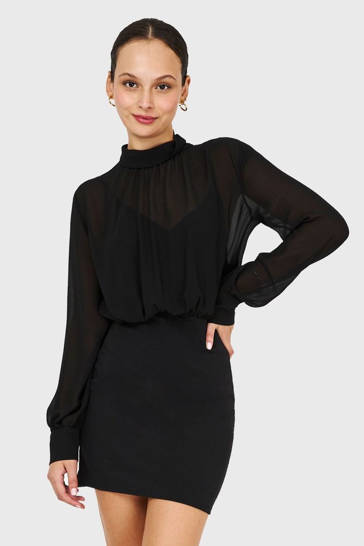 Vestido Cuello Mock NegroNicopoly-0