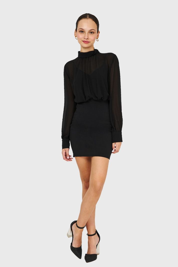 Vestido Cuello Mock NegroNicopoly-1