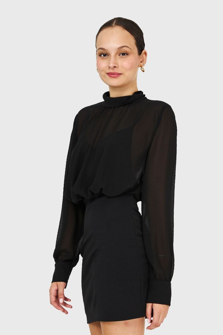 Vestido Cuello Mock NegroNicopoly-2