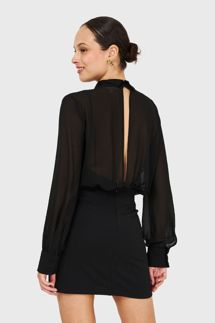 Vestido Cuello Mock NegroNicopoly-3