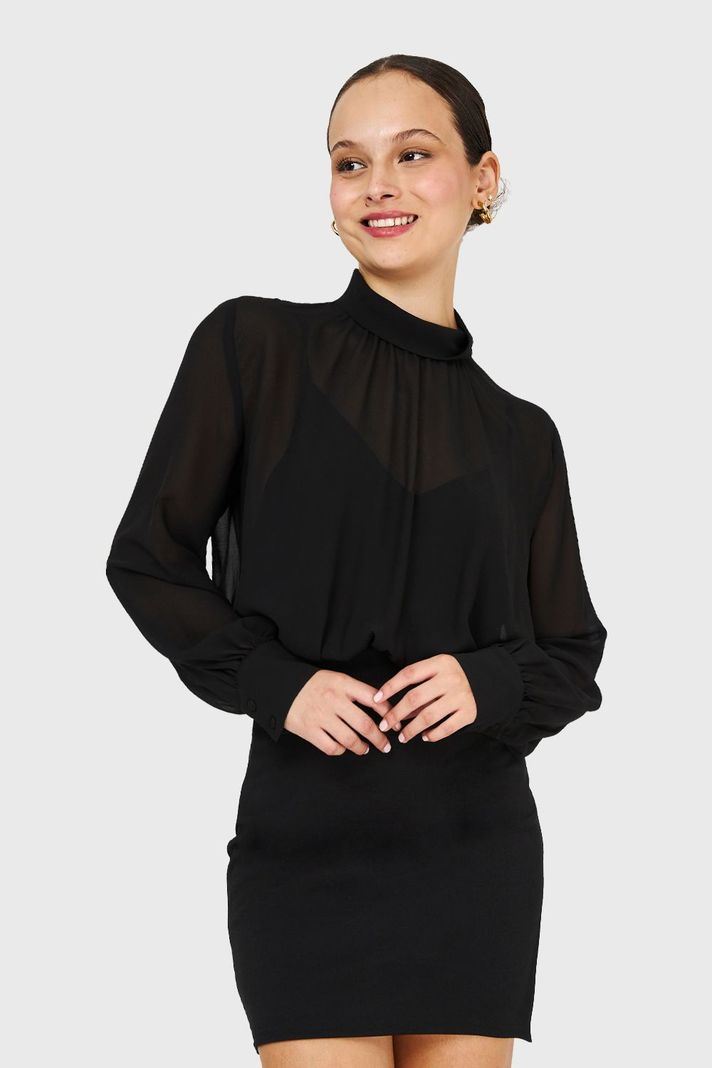 Vestido Cuello Mock NegroNicopoly-4