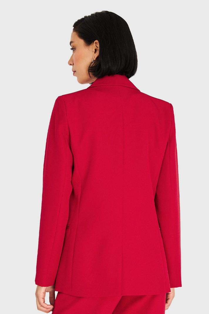 Blazer De Tope Botones Decorativos Rojo Oscuro Nicopoly-3