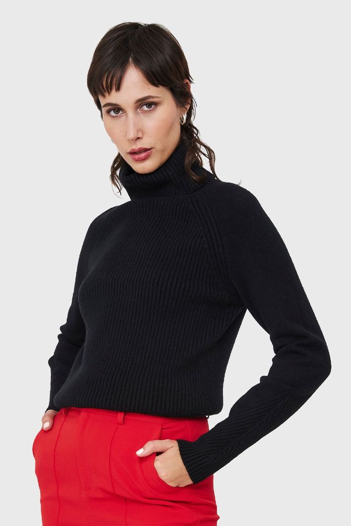 Sweater Beatle Acanalado Negro Nicopoly-2