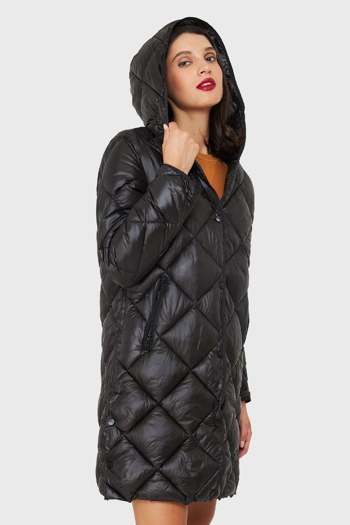 Parka Quilt Broches Negro Brillante Nicopoly-2