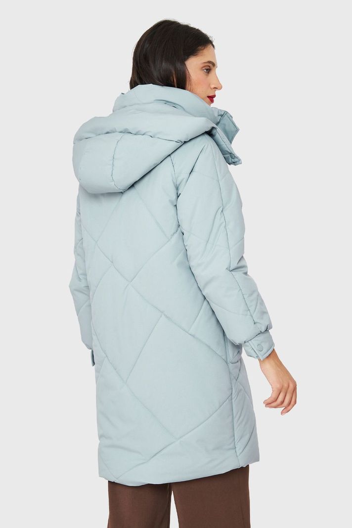 Parka Acolchada Bolsillos Grandes Celeste Pastel Nicopoly-3