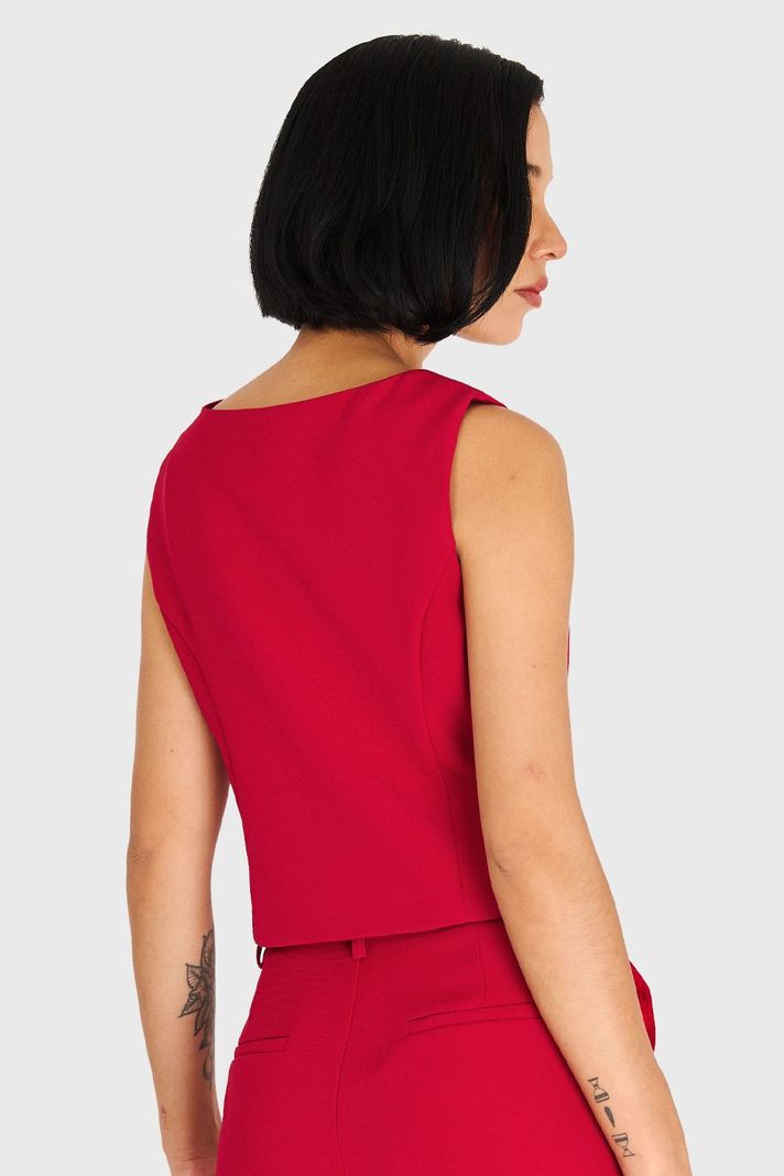 Gilet Básico 4 Botones Rojo Oscuro Nicopoly-3
