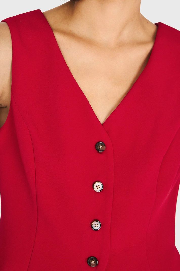 Gilet Básico 4 Botones Rojo Oscuro Nicopoly-5