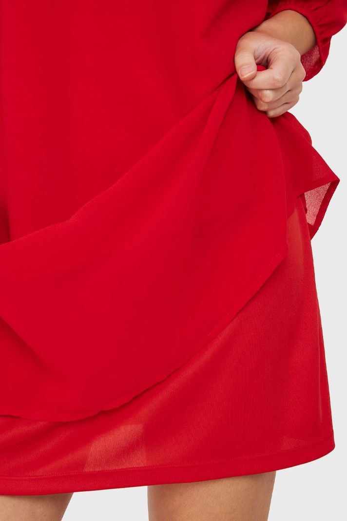 Vestido Corto Aberturas Mangas Rojo Nicopoly-5