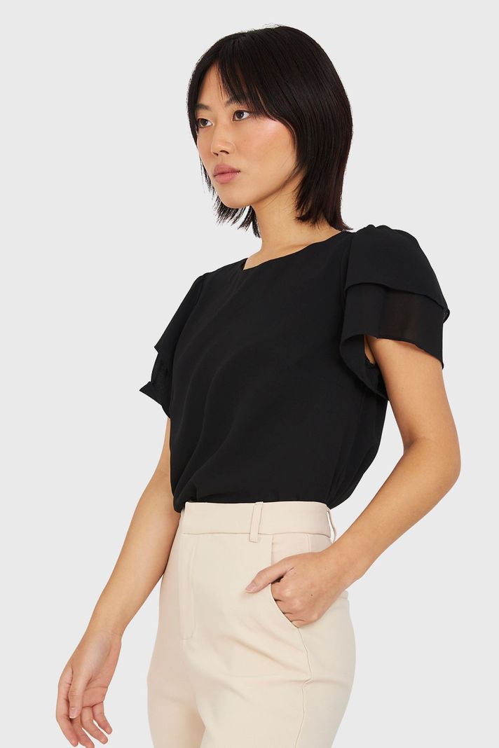 Blusa Mangas Vuelos Negro Nicopoly-2
