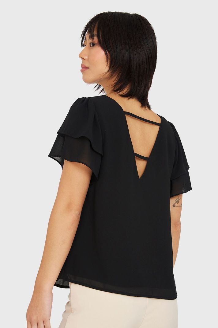 Blusa Mangas Vuelos Negro Nicopoly-3