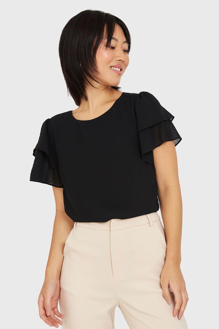 Blusa Mangas Vuelos Negro Nicopoly-4