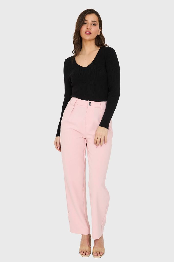 Sweater Cuello V Acanalado Negro Nicopoly-1