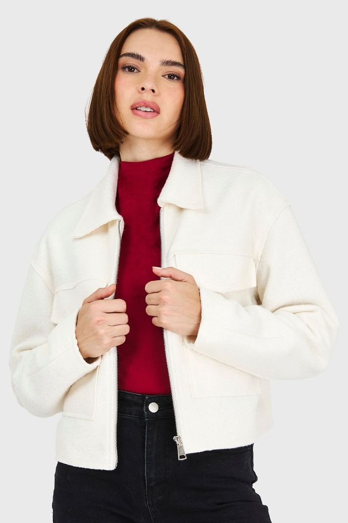 Chaqueta Bouclé Blanco Invierno Invierno Nicopoly-0