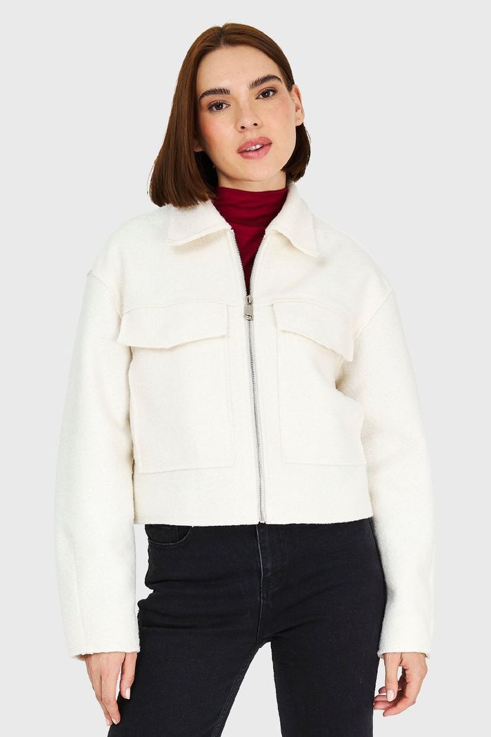 Chaqueta Bouclé Blanco Invierno Invierno Nicopoly-4