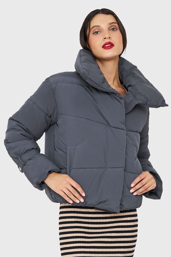 Parka Corta Acolchada Azul Grisáceo Nicopoly-0