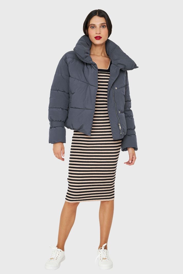 Parka Corta Acolchada Azul Grisáceo Nicopoly-1