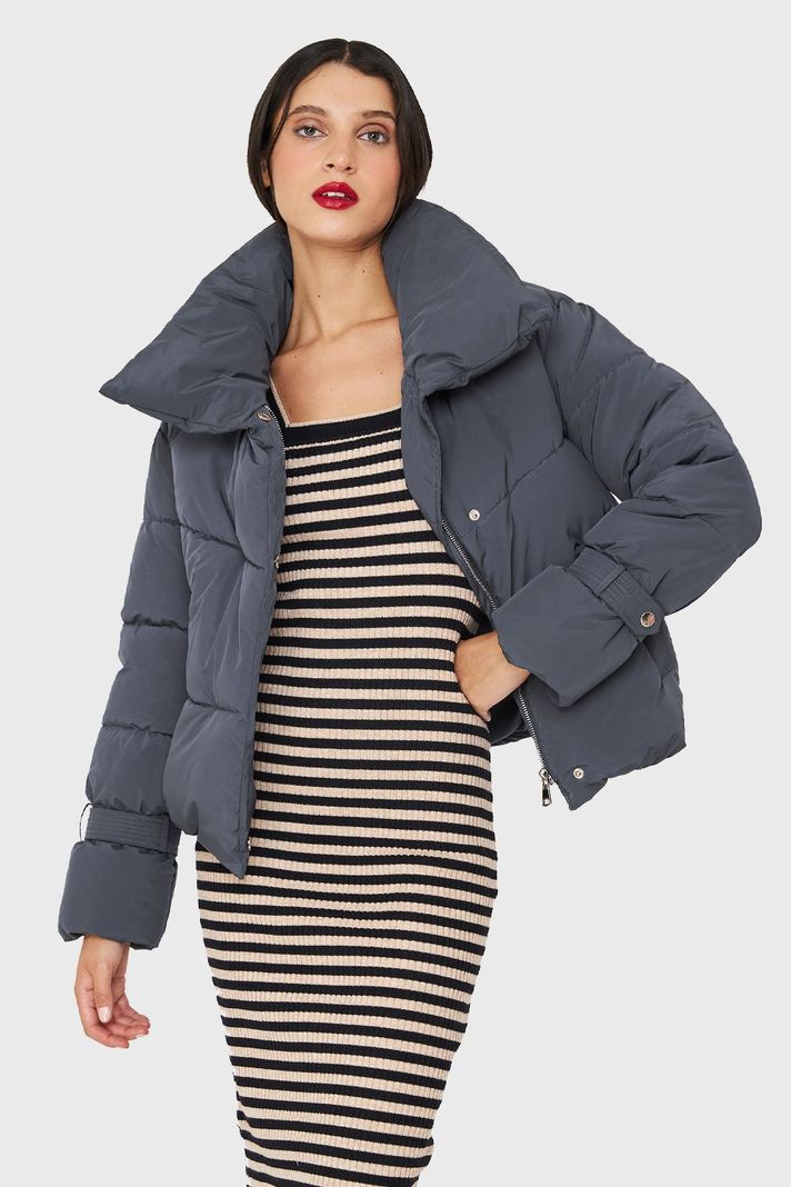 Parka Corta Acolchada Azul Grisáceo Nicopoly-4