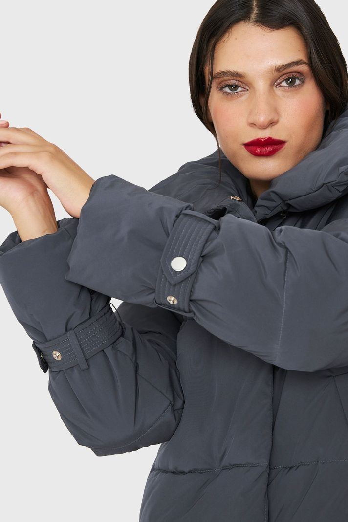 Parka Corta Acolchada Azul Grisáceo Nicopoly-5