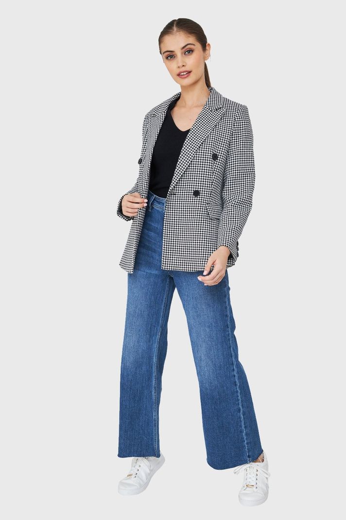 Blazer Cruzado Pied De Poule Blanco/Negro Nicopoly-1