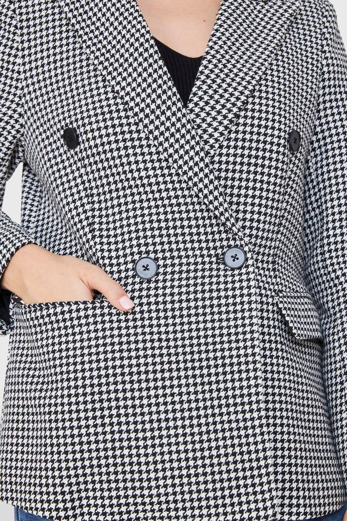 Blazer Cruzado Pied De Poule Blanco/Negro Nicopoly-5
