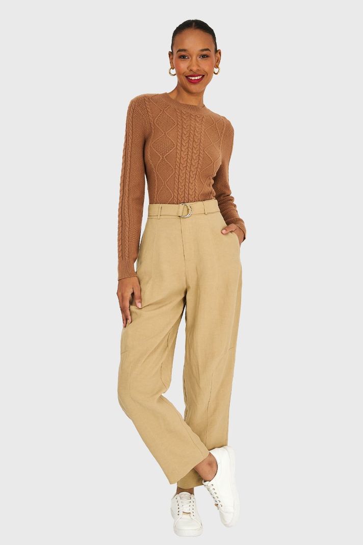 Pantalón Lazo de Hebilla Khaki Nicopoly-1