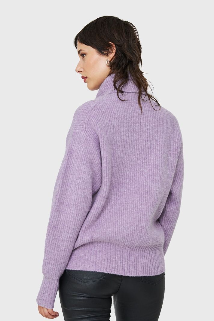 Sweater Acanalado Cuello Alto Lila Nicopoly-3