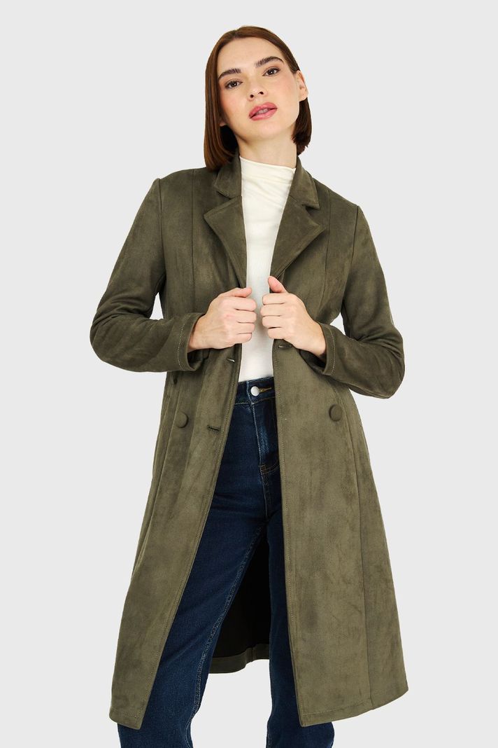 Trench Tipo Gamuza Oliva Nicopoly-0