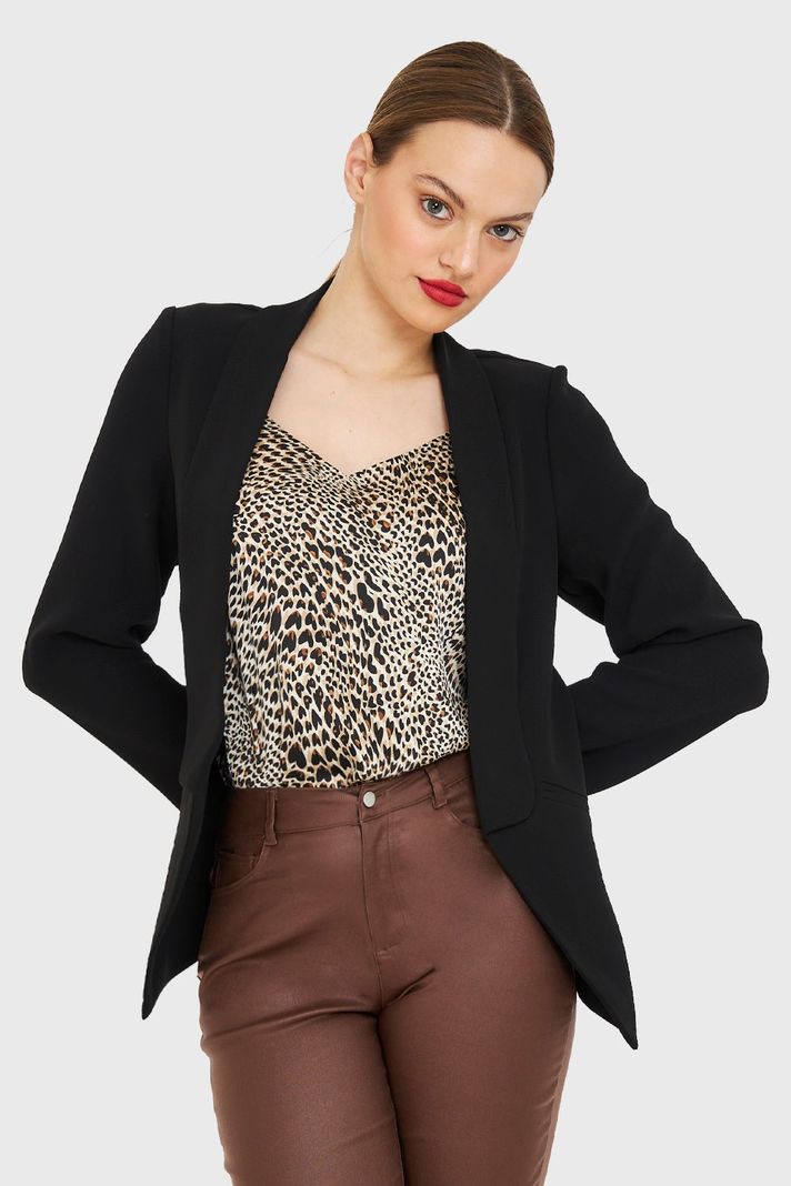 Blazer Con Solapa Negro Nicopoly-0