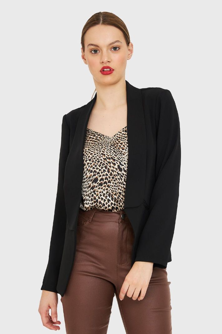 Blazer Con Solapa Negro Nicopoly-4