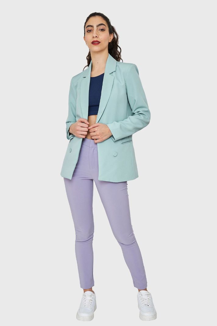Blazer Botones Decorativos Celeste Nicopoly-1