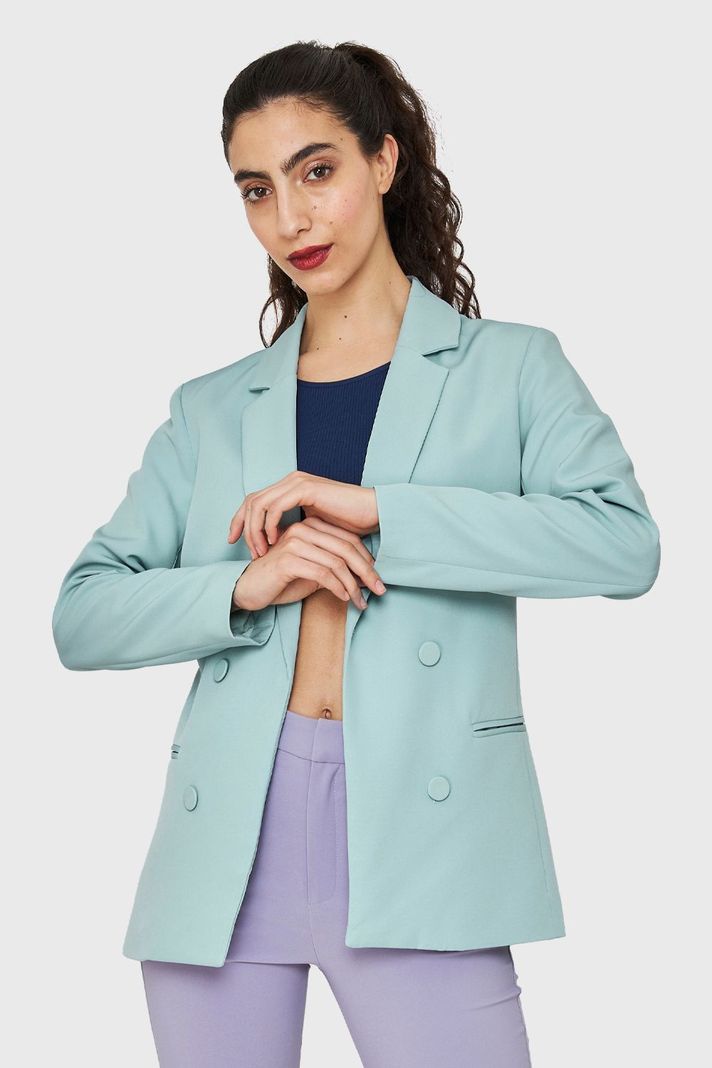 Blazer Botones Decorativos Celeste Nicopoly-4