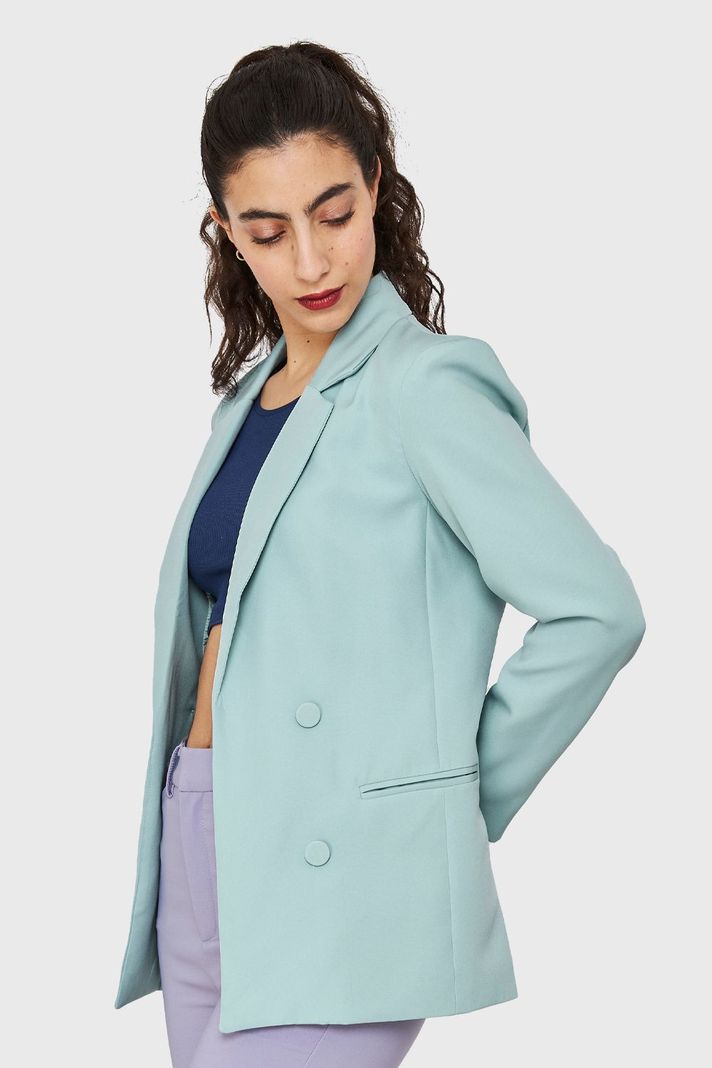 Blazer Botones Decorativos Celeste Nicopoly-2