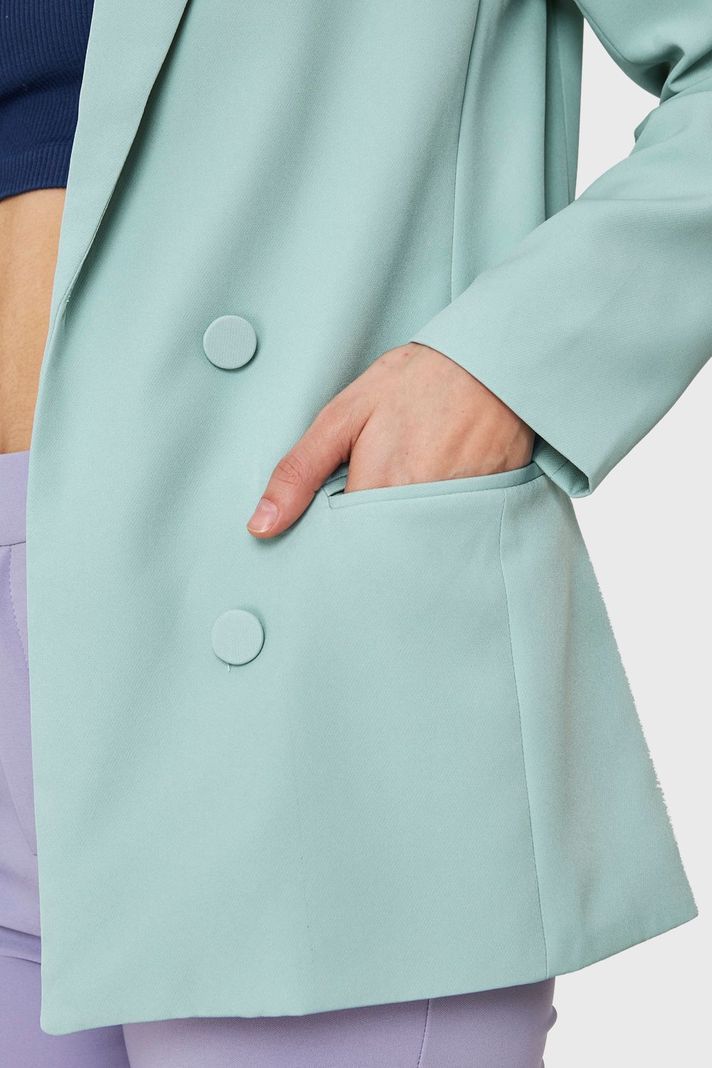 Blazer Botones Decorativos Celeste Nicopoly-5