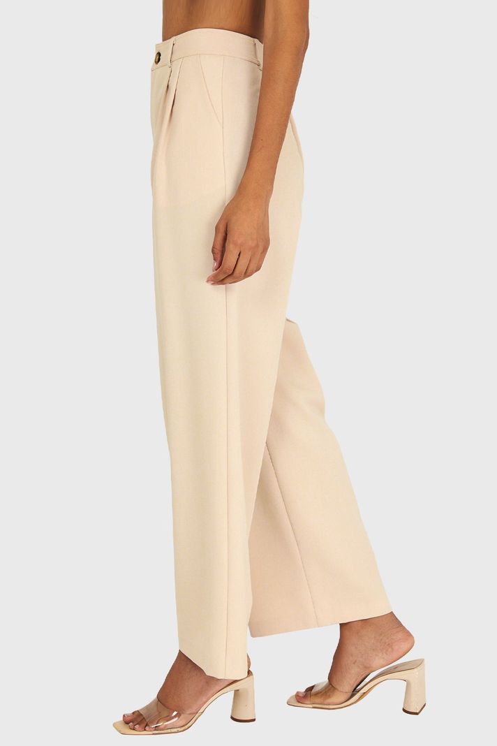 Pantalón Básico Pierna Ancha Beige Nicopoly-2