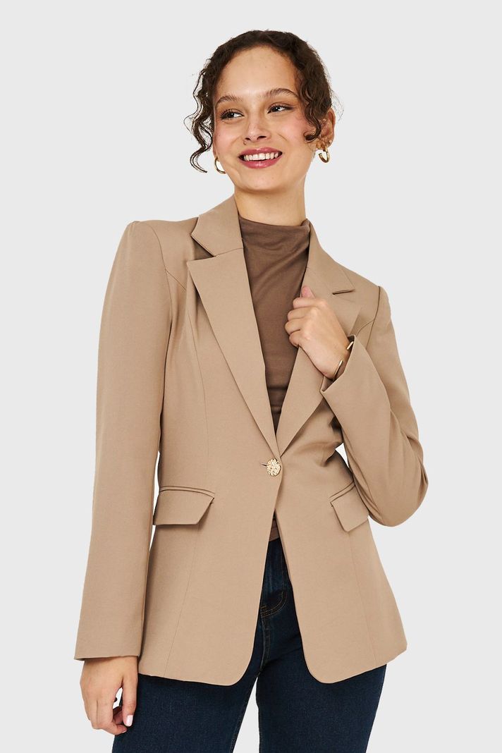 Blazer Un Botón Khaki Nicopoly-0