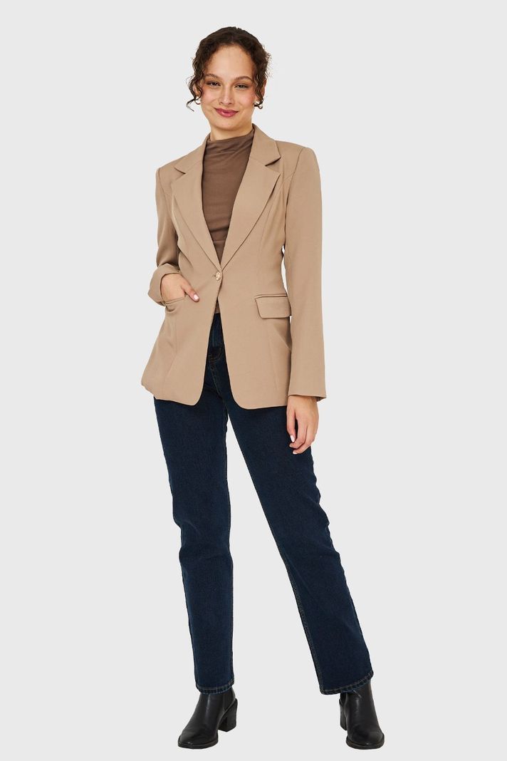 Blazer Un Botón Khaki Nicopoly-1