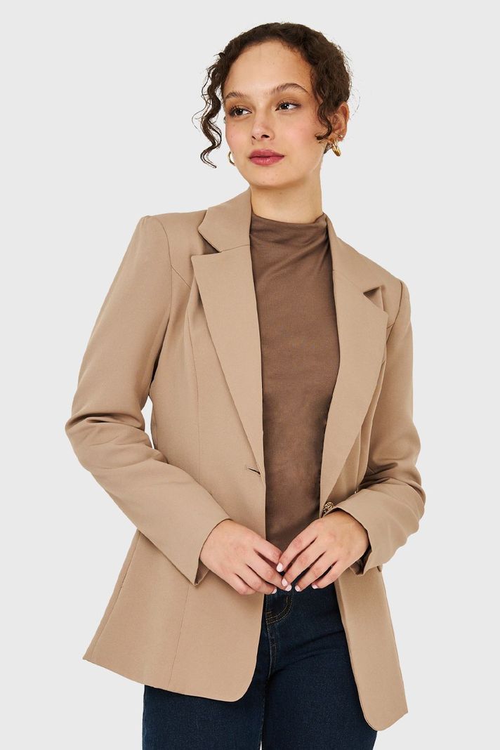 Blazer Un Botón Khaki Nicopoly-4