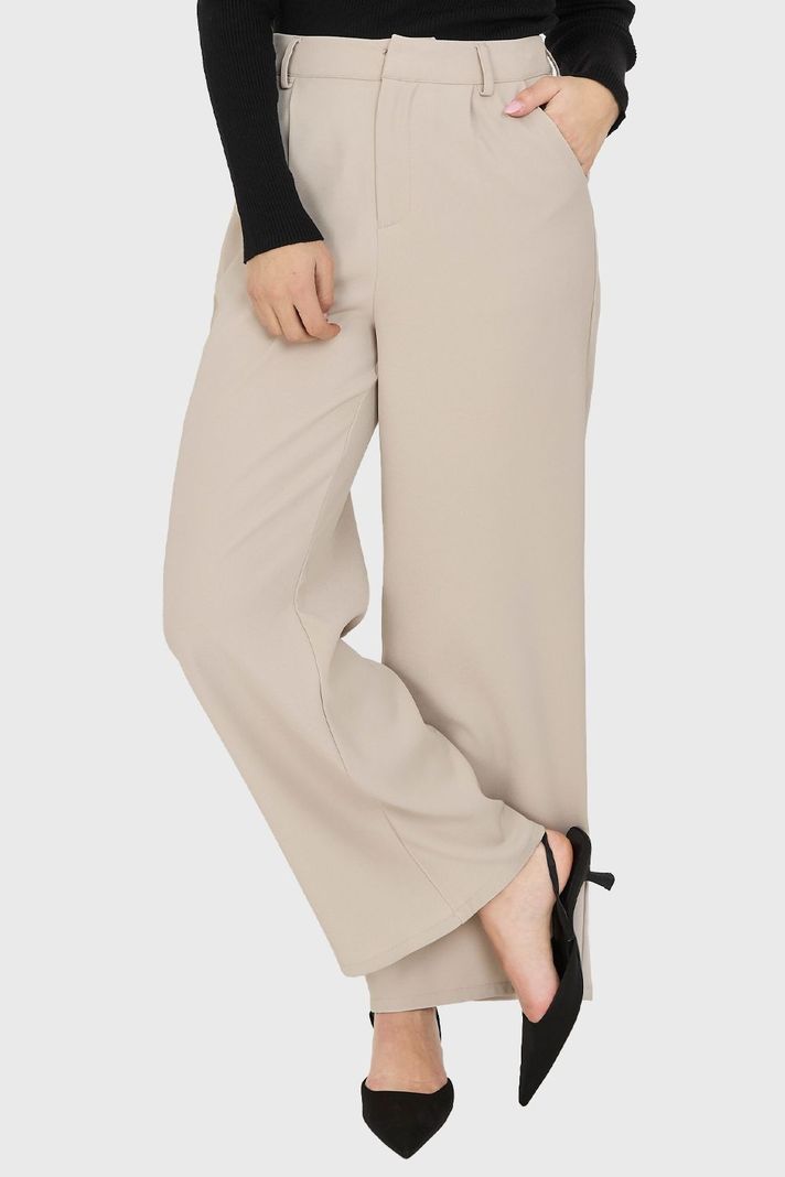 Pantalón Pinzas Tiro Alto Khaki Nicopoly-0