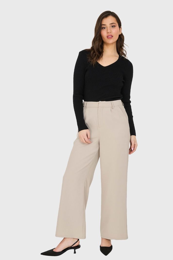 Pantalón Pinzas Tiro Alto Khaki Nicopoly-1