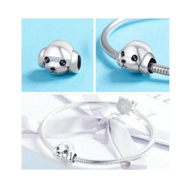Charm Perro Cachorro en Plata Fina 925 SILVER HEART-3